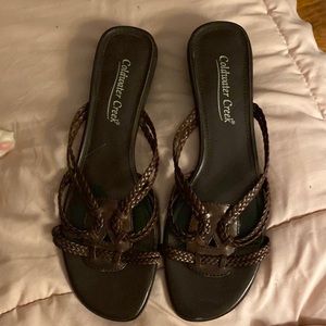 NWOT Coldwater Creek brown leather slides